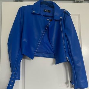Kentucky blue leather jacket cropped